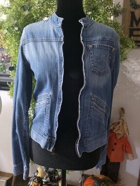 AG Adriano Goldschmied The Pilot Denim Jacket M Made in USA Chic Cute
